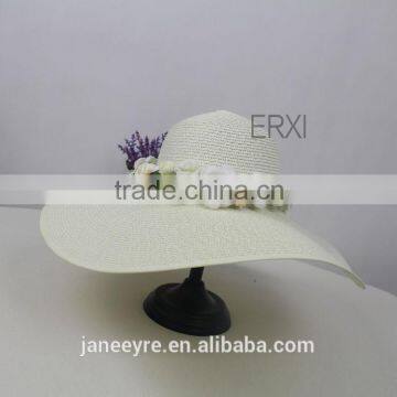 Wholesale Laidies Design Summer Paper Straw Panama Hat With Flower Garland photo-6