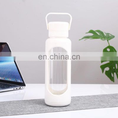 Large Capacity 25 OZ Custom Logo Glass Crystal Water Bottle With Plastic Bottle Sleeve Drinking Hot Water Bottles