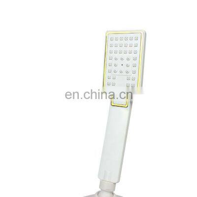 ABS Plastic Bathroom 8 Inches Shower Head White Gold Top Square Over Head Shower and Hand Shower Set photo-5