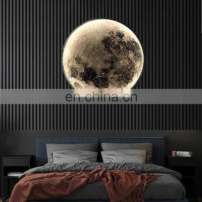 Modern Creative Mural Art Background Decoration Wall Light Bedroom Bedside Lamps Moon Wall Lamp