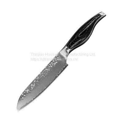 OEM/Custom 5 inch VG10 Damascus Steel Santoku Knife with Pakkawood Handle Kitchen Chef Knife