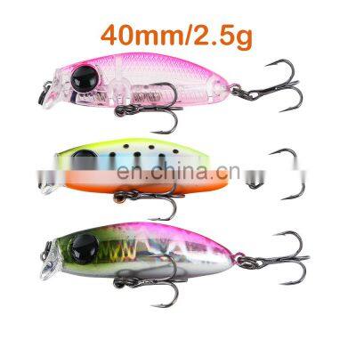 JOHNCOO Custom Fishing Lure Packaging 40mm 2.5g Lure Hooks Artificial Hard Minnow Fishing Lures