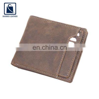 Anthracite Fitting Matching Stitching Vintage Style Wholesale Genuine Leather Wallet for Men