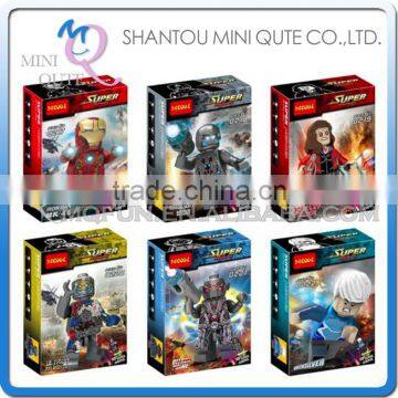 Mini Qute DECOOL 6pcs/set Marvel Avenger super hero spiderman superman building block action figure educational toy NO.0217-0222