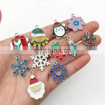 20Pcs/Set New Christmas Charms Pendants Enamel Bracelet Party Home Metal Craft Decoration Tree Hanging DIY Jewelry Accessories