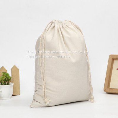 Logo Printed Recycle Cotton Canvas Fabric Drawstring Dust Bag Jewelry bag stationery bag