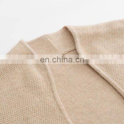 Heavy Knit Pure Cashmere Cardigan Thick V-Neck Jacquard Sweater for Winter Casual Solid Pattern Design photo-3