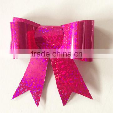 Plastic Fancy Gift Ribbon Butterfly Bow /Glitter PET Ribbon Bow WITH Elastic Band