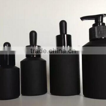 15ml 30ml 60ml 100ml 125ml 200ml serum oil oblique shoulder black frosting glass bottle