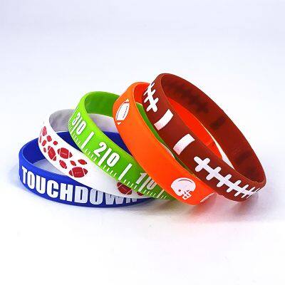 Manufacture in Stock Rugby Soft Sport Silicone Wristband Print Colorful Adult Acttivity High Quality Silicone Bracelet photo-5