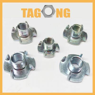 Customized Color Zinc Plated DIN 1624 Nuts Carbon Steel Four Claw Nuts Furniture Nuts Tee Nuts photo-2