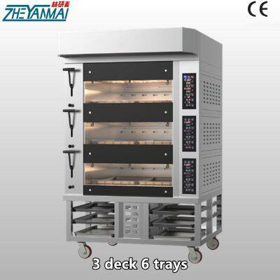 Bakery Equipment 3 Deck 6 Trays European Style Intelligent Electric Oven