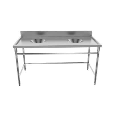 Commercial Stable Durable Double Round Tube Kitchen Commercial Work Table Stainless Steel