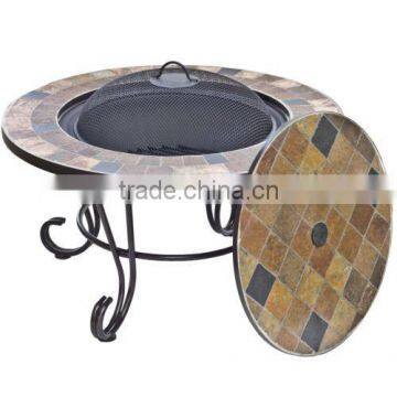 Patio slate firepit BBQ table for backyard