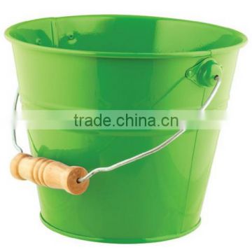 CCGB-G107 New Available Mini Metal flower bucket with wooden handle, garden bucket, creative bucket