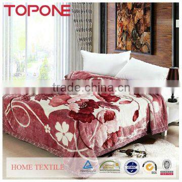 Winter twin size cheap custom big flower design blanket