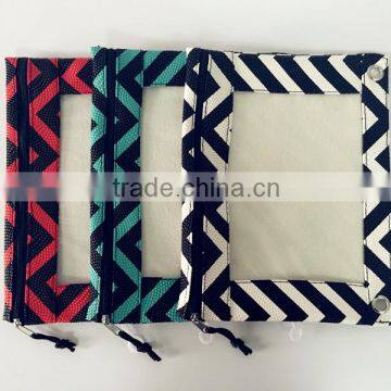 Double-color Pencil Pouch with Mesh Window, Zippered PU Mesh Pencil Pouch, 3-Ring Pencil Pouch with a Mesh Window