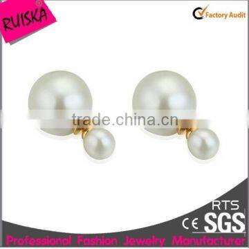 customize fake white pearl double face earrings