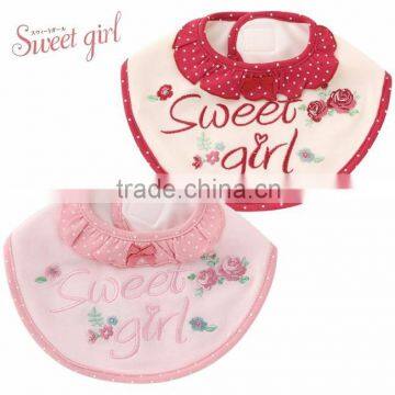 Japanese wholesale high quality embroidery new style infantes baby bib with cute flower and collar