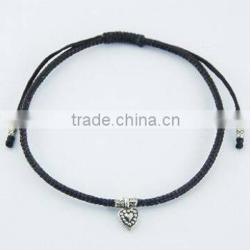 Macrame Bracelet with Small Silver Heart Charm