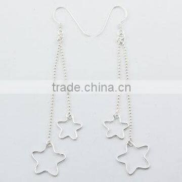 Sterling Silver Outlines Of Stars On Chains Earrings