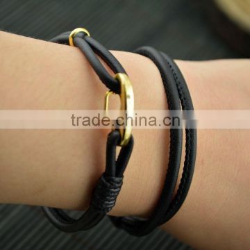 LFD-B0015 ~ New Design Black Sheepskin High Quality Braided Multilayer Leather Cords Bracelets Charm Men Women Jewelry Making