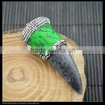 LFD-0051P ~ Wholesale New Style Mixed Color Snakeskin Ox Horn Pave Rhinestone Crystal Charms Necklace Pendant Jewelry photo-5