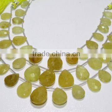 Yellow Aquamarine Faceted Pear Shape Beads