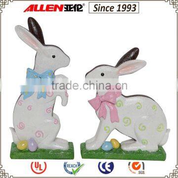 13.2" white poly resin rabbit statue for Easter home decoration