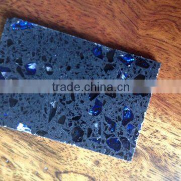 Artificial stone Silver Blue and black crystal Quartz Countertop table top