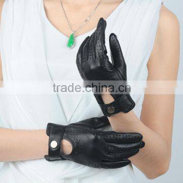 girls driving leather gloves with snap fastener