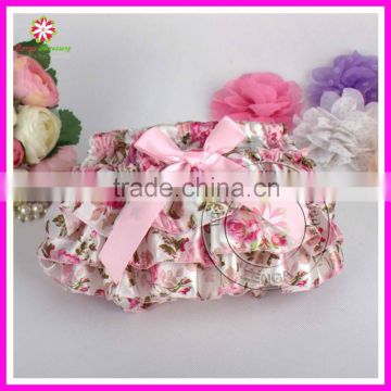 Lovely baby satin floral ruffle diaper cover