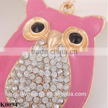 Pink Owl Keychain Reflective Key Chain Alloy Metal Keychain Rhinestone Keyring Fashion Gift K0094 photo-3