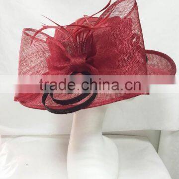 Sinamay hat/Church hat/Derby hat/Kentucky hat/Wedding hat/Party hat-Red/black