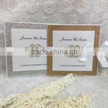 Sparkly and Glitzy Silver Glitter Diamante Heart Wallet Wedding Invite in Dusky Pink photo-2