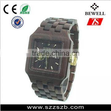 Fashion watches water resistant wooden watch with stainless steel case back and skeleton automatic mechanical watch