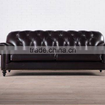 European genuine leather soft sofa with solid wood frame XJ001