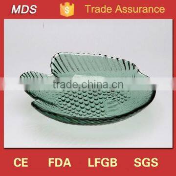 Best quality green colored fish shaped discount glass plate