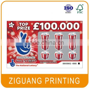 Customized Lottery Scratch Card Printing