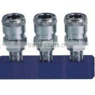 3 Way Manifold With Nitto Air Release Quick Coupler, Two Touch Mini Coupling