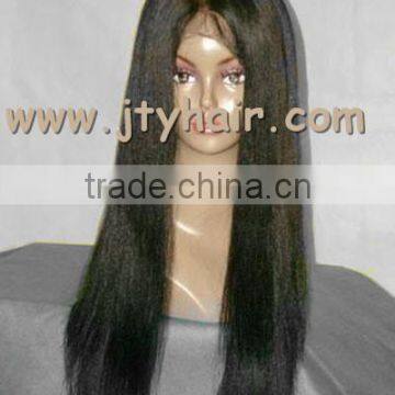 Hot Beauty Fashional Style 22" #1B Yaki Straight, Bleached Knots, Indian remy hair lace front wig