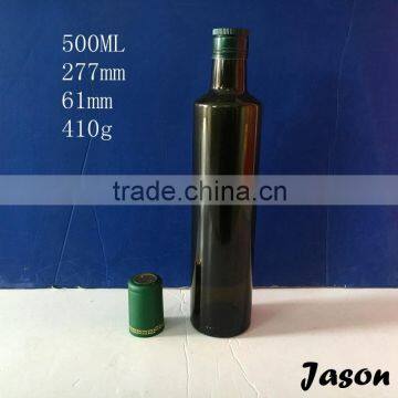 500ml round dark green glass bottle for olive oil