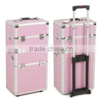 3 in 1 Make up Artist Case Aluminum, Rolling Trolley Cosmetic Makeup Case