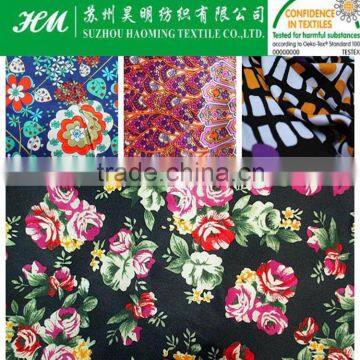 ECO-TEX 100% Poly floral printed satin fabric