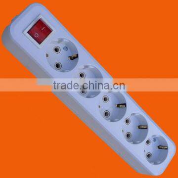European style 5 way power extension socket with earth with switch (E8005ES)