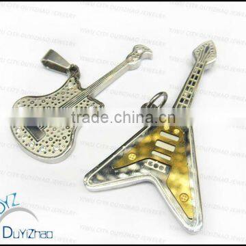 stainless steel pendant with cute guitar necklace pendant jewelry