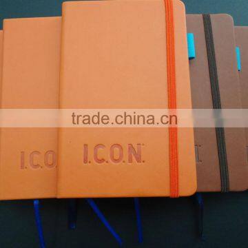 hot sale orange faux leather a6 size notebook with pen
