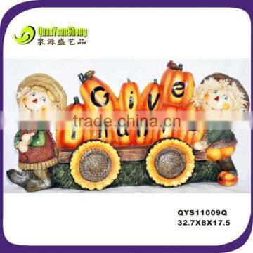 Autumn Harvest Thanksgiving polyresin give thanks pumpkins statue