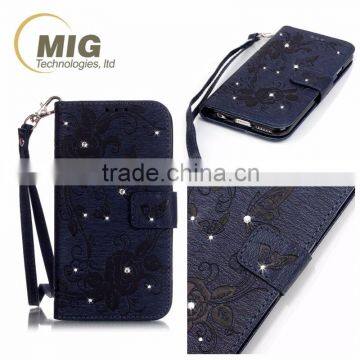 Fasion Designed Diamond Butterfly Wallet Leather Case Cover With Strap, Leather Case With Inside TPU for Iphone 6s/6 Plus photo-5