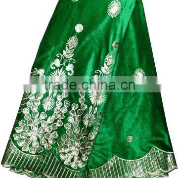 Classical Design Bule Color Indian Velvet Lace Fabric for Dress photo-4